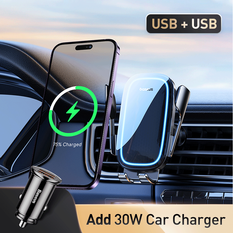 Baseus Automatic Alignment Car Phone Holder Wireless Charger For Samsung iPhone Xiaomi Phone Holder Car Holder Air Vent Holder