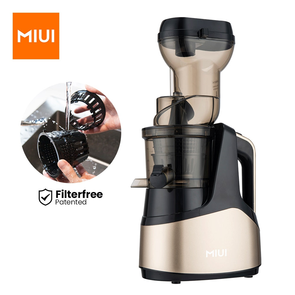 MIUI Original Juicer, Masticating Slow Cold Press Juicer with Ice Cream Strainer, Filter-Free Easy to Clean Large Diameter