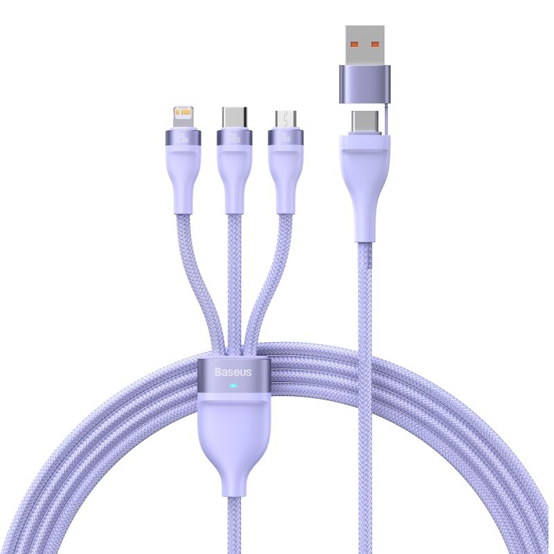Baseus 3 in 2 USB Type C Cable for iPhone 14 13 12 Pro 11 Charger Cable 100W 3 in 1 Cable for Samsung Xiaomi Mi Macbook