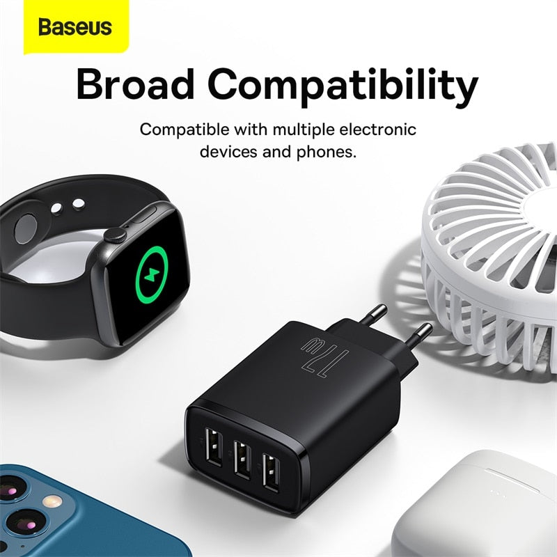 Baseus USB Charger Multiple Ports 3.4A Fast Charging Charge Phone Charger For Xiaomi mi POCO iPhone Samsung Huawei Wall Adapter