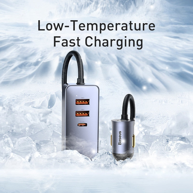 Baseus 120W Car Cigarette Lighter Splitter QC 3.0 PD 3.0 USB Car Charger PD 20W Quick Charging For Iphone Car USB Socket Adapter