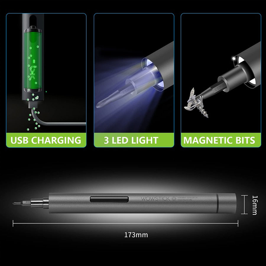 Wowstick 1F+ Pro 64 In 1 Electric Screwdriver Driver Cordless Lithium-ion Charge LED Light  Power Screw Driver Kit
