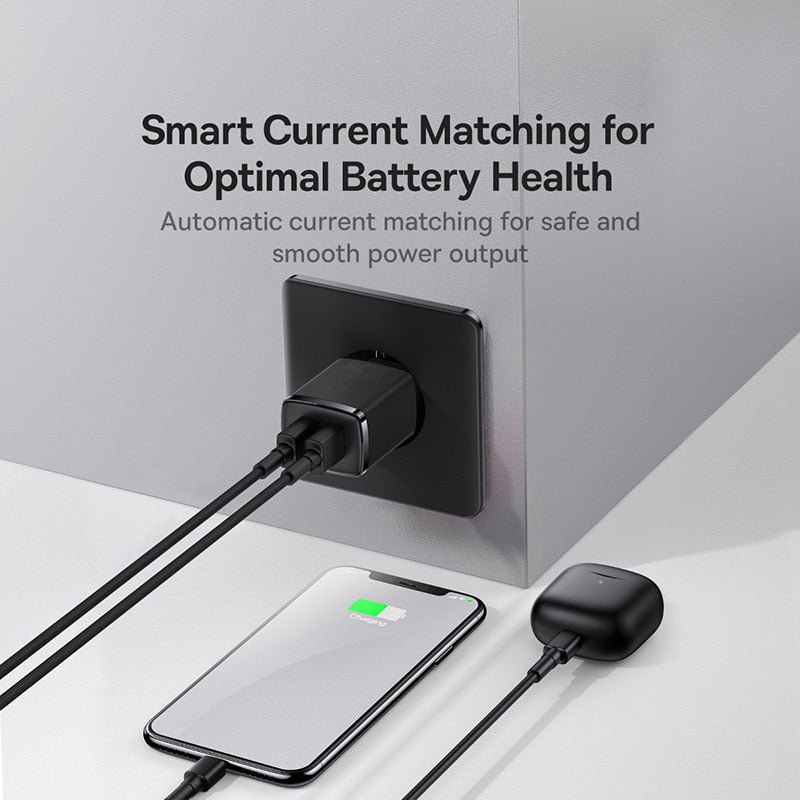 Baseus 10.5W USB Travel Charger Mini Portable Wall Adapter Charger  Dual Port Phone Charging For iPhone Huawei Xiaomi