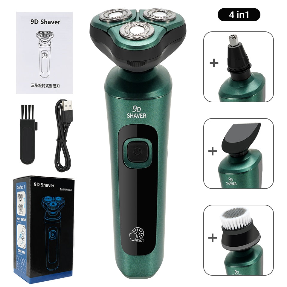 4 In 1 Smart Electric Shaver LCD Digital Display Three-head Floating Razor USB Rechargeable Washing Multi-function Beard Knife