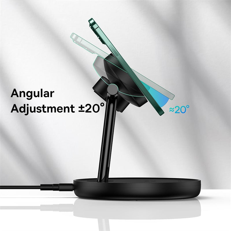 Baseus  3 in 1 20W Magnetic Wireless Charger Stand For Phone iPhone 14 13 Pro Airpods Apple Watch  Fast Charging Station Holder
