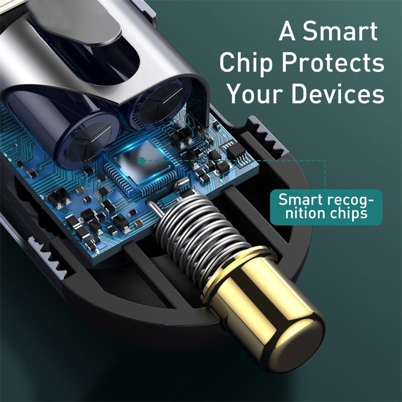 Baseus 120W Car Cigarette Lighter Splitter QC 3.0 PD 3.0 USB Car Charger PD 20W Quick Charging For Iphone Car USB Socket Adapter