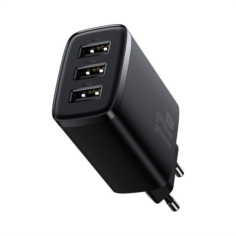 Baseus USB Charger Multiple Ports 3.4A Fast Charging Charge Phone Charger For Xiaomi mi POCO iPhone Samsung Huawei Wall Adapter