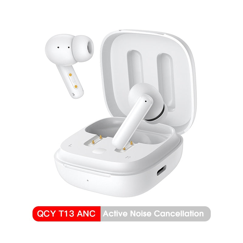 QCY T13 ANC Wireless Earphones Bluetooth 5.3 TWS ANC Noise Cancellation Headphone 4 Mics ENC Headset in-Ear Handfree Earbuds