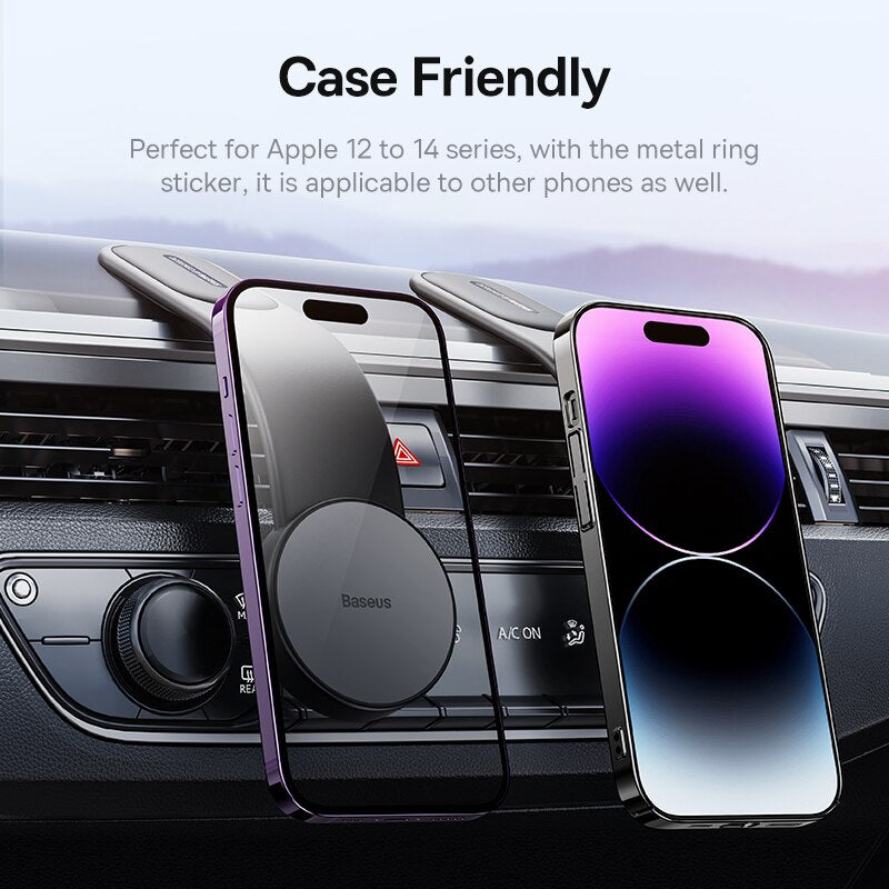 Baseus Magnetic Bendable 15W Car Mobile Phone Holder Wireless Charger Phone Holder for iPhone 12-14 Dashborad Center Console