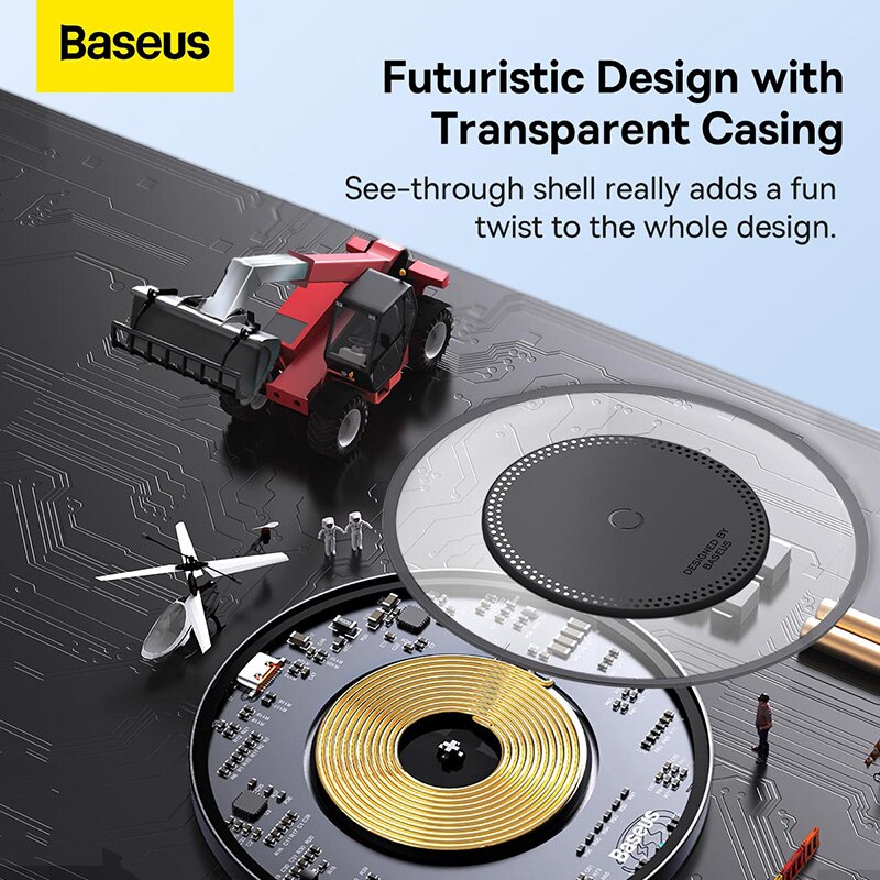 Baseus 15W Fast Wireless Charger For iPhone 14 13 For Airpods Visible Qi Wireless Quick Charging Pad For Samsung S22 Xiaomi LG