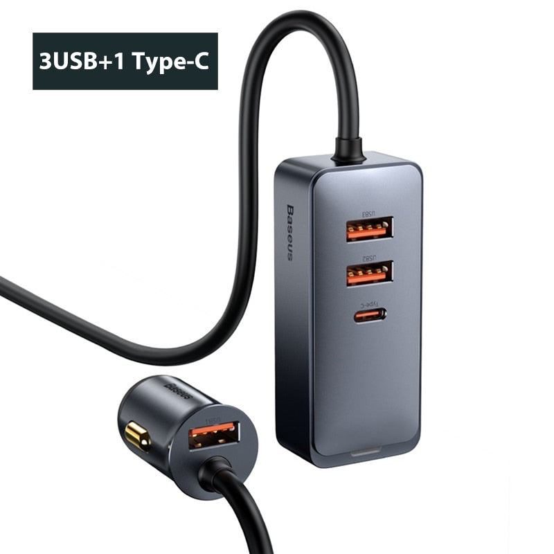 Baseus 120W Car Cigarette Lighter Splitter QC 3.0 PD 3.0 USB Car Charger PD 20W Quick Charging For Iphone Car USB Socket Adapter
