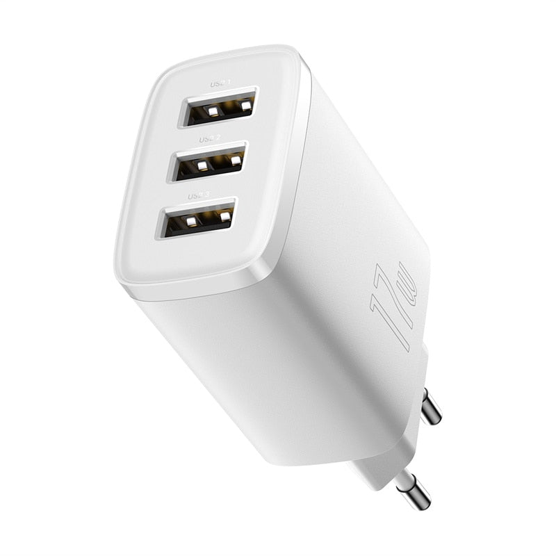 Baseus USB Charger Multiple Ports 3.4A Fast Charging Charge Phone Charger For Xiaomi mi POCO iPhone Samsung Huawei Wall Adapter