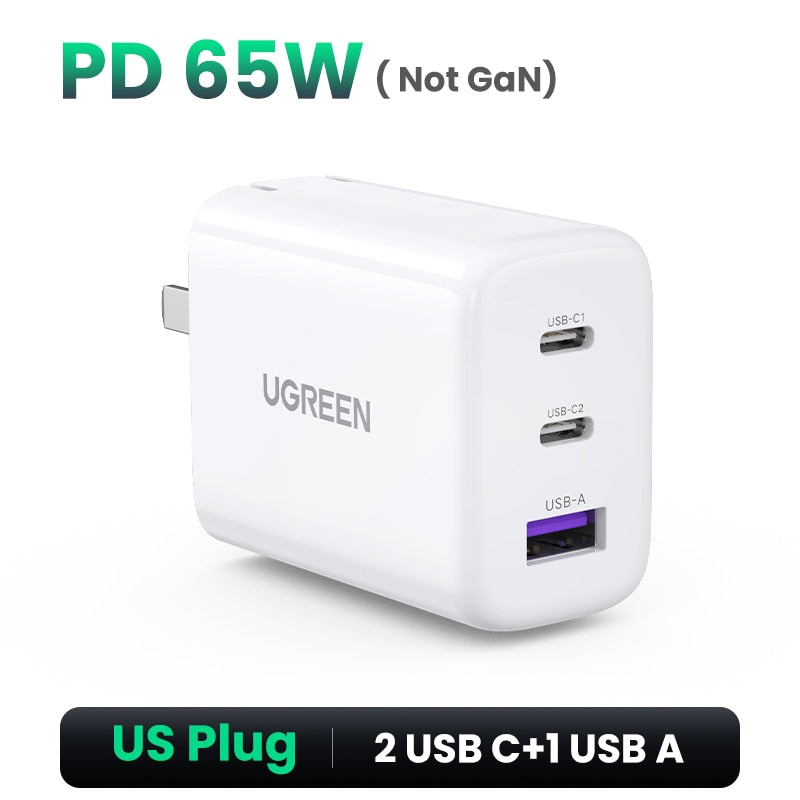 UGREEN 65W PD Charger Quick Charge 4.0 3.0 Type C PD USB Charger for iPhone 14 13 12 Pro Max Fast Charger For Laptop PD Charger