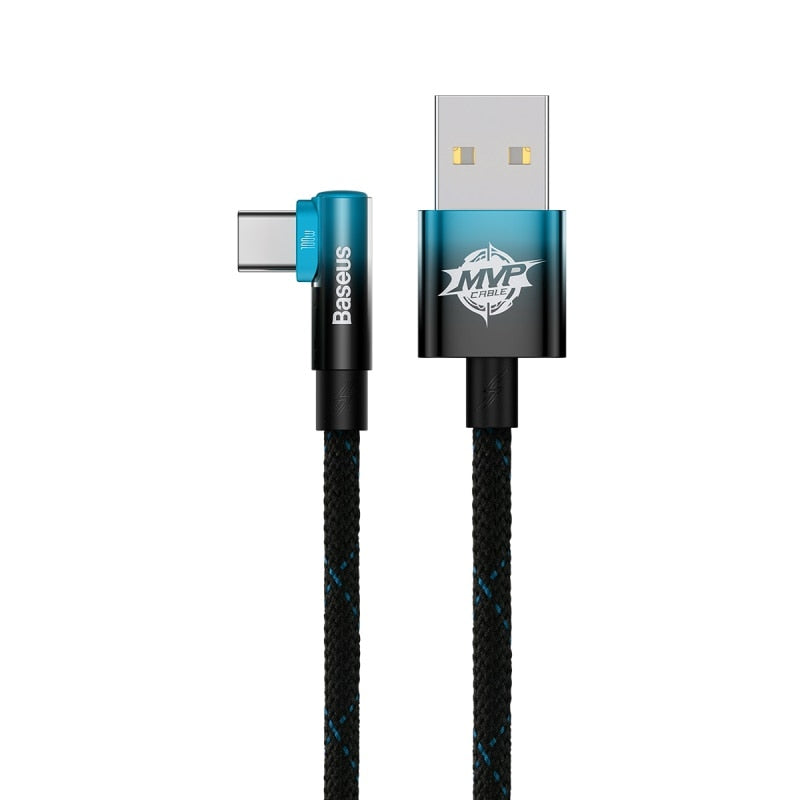 Baseus 100W Elbowed USB Cable for Xiaomi Samsung S20 S21 Fast Charging USB C Cable 90 Degree QC 3.0 Gaming Cable