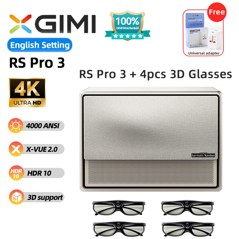 XGIMI RS Pro 3 Projector 4K Dual Light Laser+LED 4000Ansi DLP 3D Beamer Video Home Theater Cinema 4G+128G Screenless Tv Smart