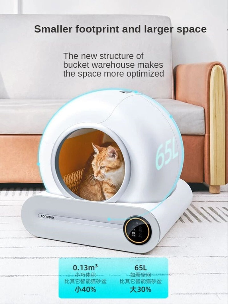 YOUPIN Tonepie Automatic Smart Cat Litter Box Self Cleaning App control Pet Toilet Litter Tray Ionic Deodorizer  65L