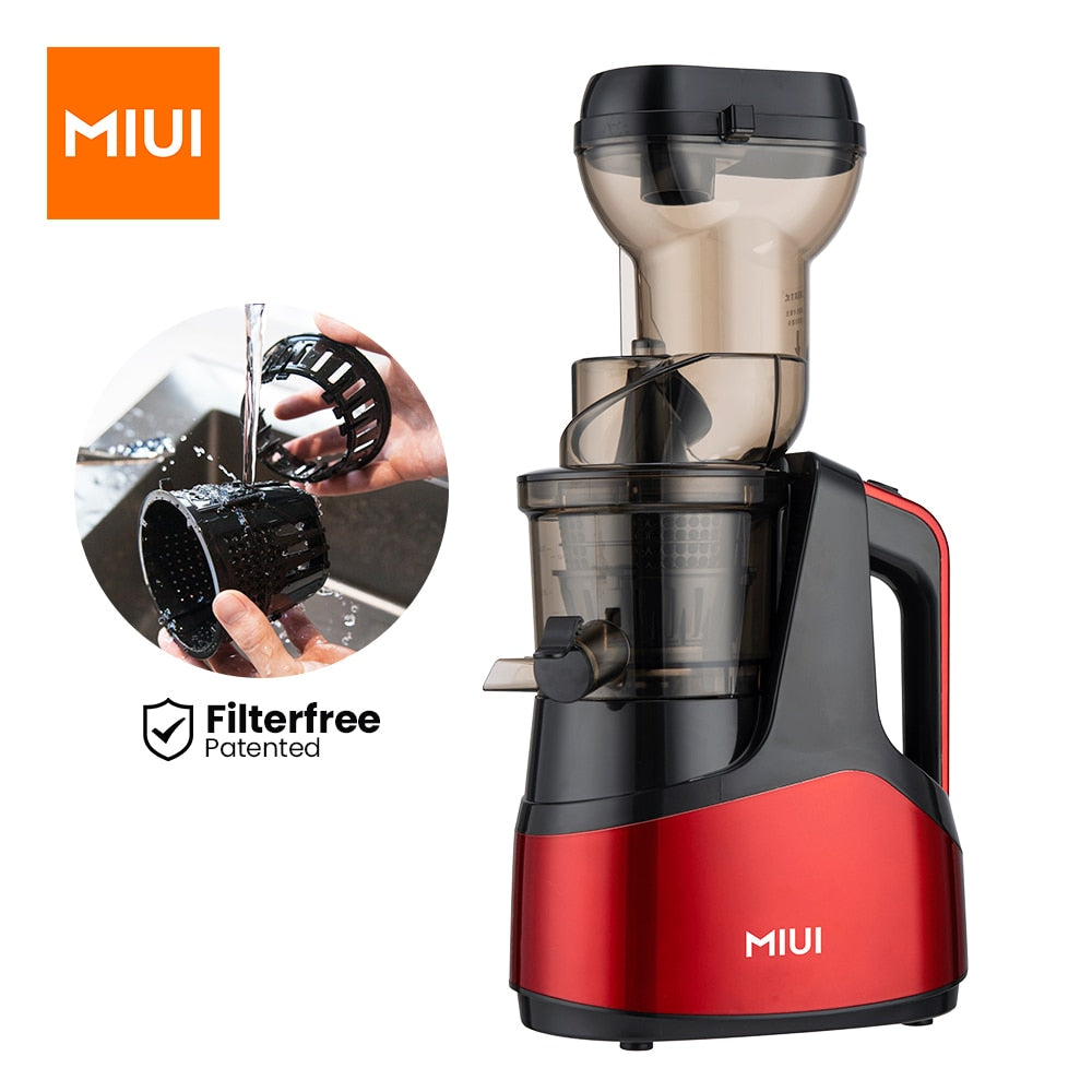 MIUI Original Juicer, Masticating Slow Cold Press Juicer with Ice Cream Strainer, Filter-Free Easy to Clean Large Diameter