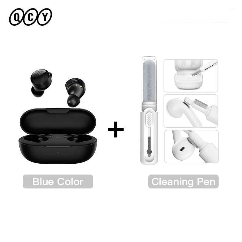 QCY Bluetooth Earbuds 5.1 Wireless TWS Earphone Touch Control Earbuds Low Latency Mode ENC Earbud Long Standby 26H  T17 Blue