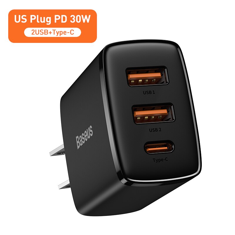 Baseus USB C Phone Charger 30W Type-C Fast Charger PD20W QC3.0 For iPhone 13 12 Pro Max Samsung Xiaomi Mini Compact For Travel