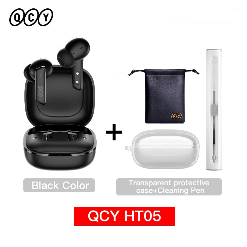 QCY HT05 ANC Wireless Earphone 40dB Noise Cancelling Bluetooth 5.2 Headphone 6 Mic ENC HD Call TWS Earbuds Transparency Mode