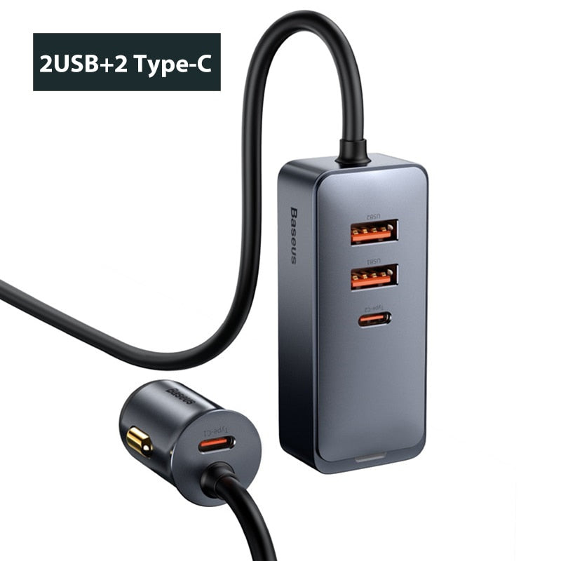 Baseus 120W Car Cigarette Lighter Splitter QC 3.0 PD 3.0 USB Car Charger PD 20W Quick Charging For Iphone Car USB Socket Adapter