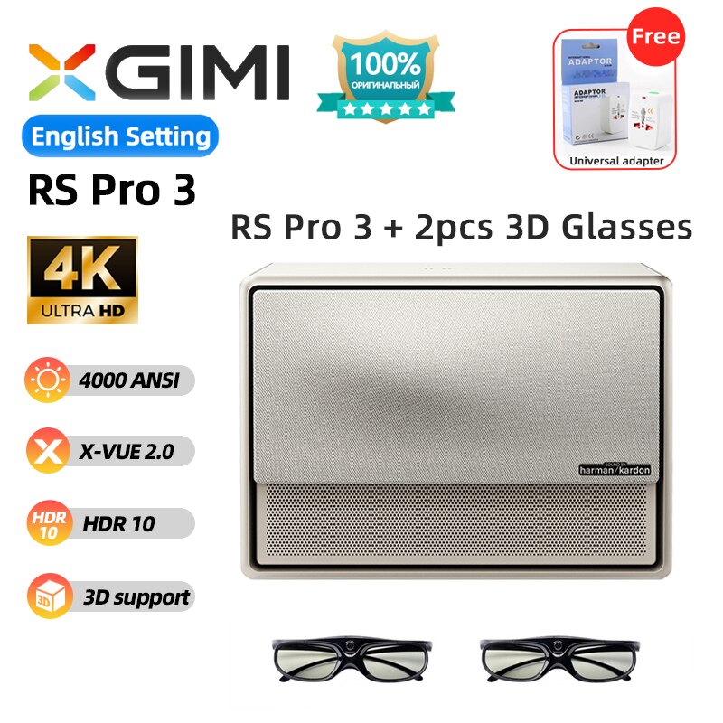 XGIMI RS Pro 3 Projector 4K Dual Light Laser+LED 4000Ansi DLP 3D Beamer Video Home Theater Cinema 4G+128G Screenless Tv Smart