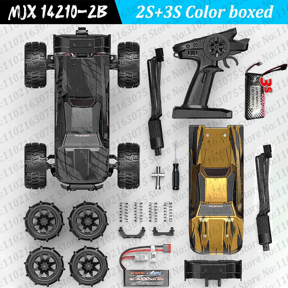 New MJX Hypergo 14210 14209 RC Car Racing Pickup Brushless Remote Control Car 1/14 Off-Road Drifting High-Speed Truck Toys Model