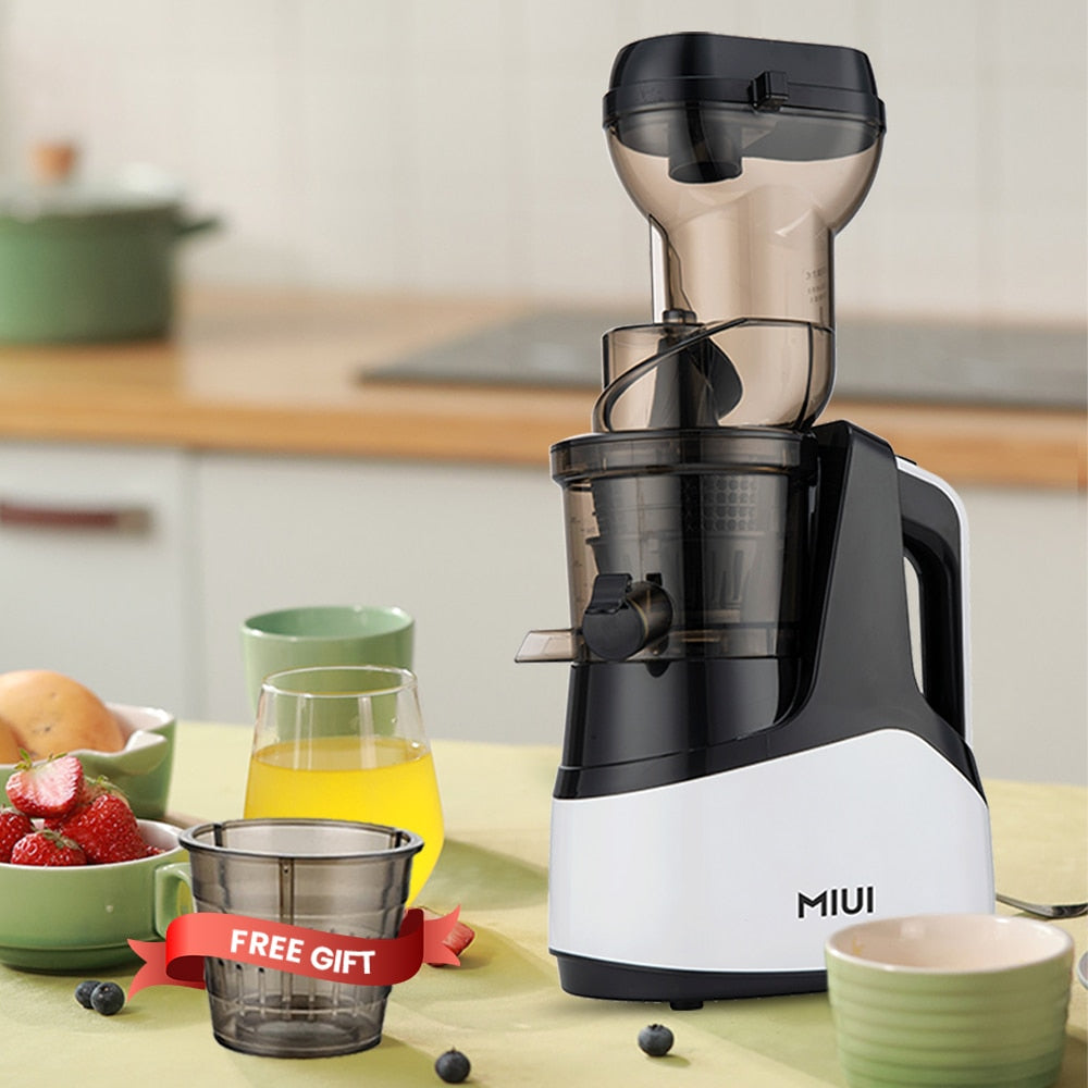 MIUI Original Juicer, Masticating Slow Cold Press Juicer with Ice Cream Strainer, Filter-Free Easy to Clean Large Diameter