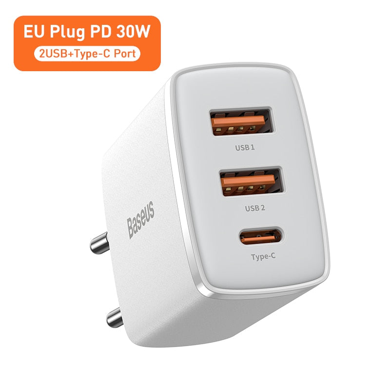 Baseus USB C Phone Charger 30W Type-C Fast Charger PD20W QC3.0 For iPhone 13 12 Pro Max Samsung Xiaomi Mini Compact For Travel