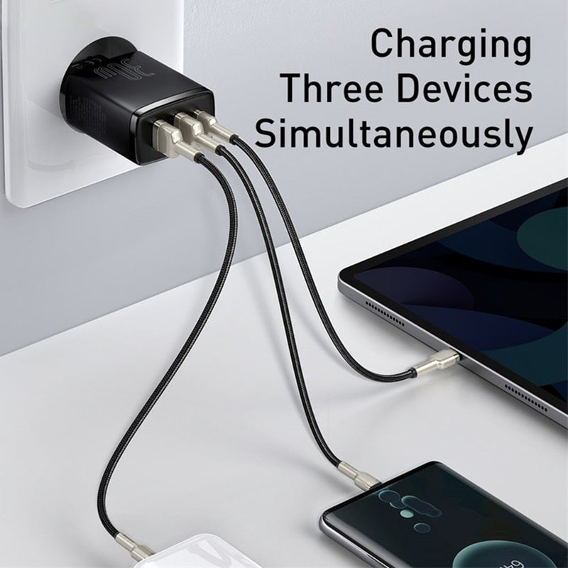 Baseus USB C Phone Charger 30W Type-C Fast Charger PD20W QC3.0 For iPhone 13 12 Pro Max Samsung Xiaomi Mini Compact For Travel