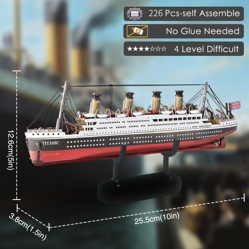 Piececool 3d Metal Puzzles Gifts for Adults Titanic Ship Model 226pcs Cruise Jigsaw Toys Building Kits Home Decoration