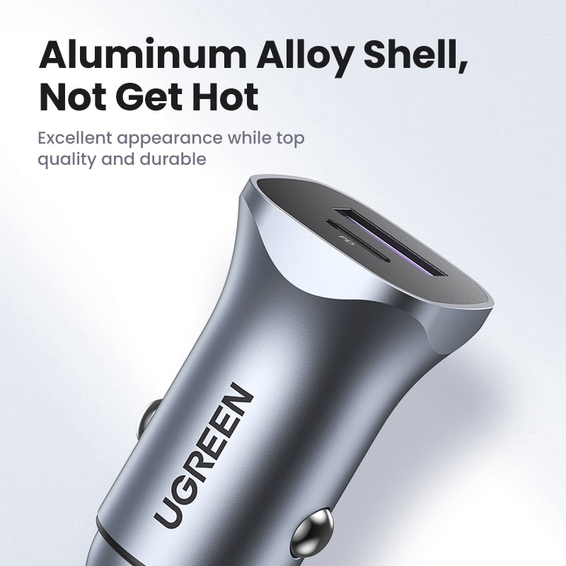 UGREEN Car Charger Type C Fast USB Charger for iPhone 14 13 12 Xiaomi Car Charging Quick 4.0 3.0 Charge Moible Phone PD Charger