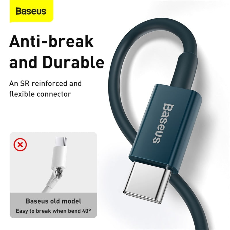 Baseus 20W PD USB Type C Cable For iPhone 13 12 11 Pro Max XR Fast Charging PD Charger Cable For iPad Pro Type-C USB C Data Wire