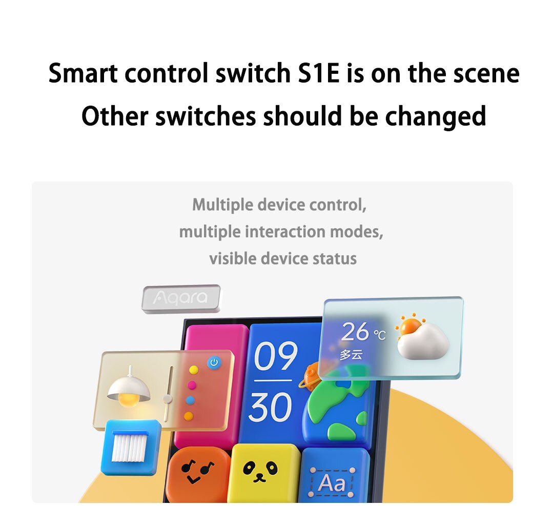 2023 Aqara Smart Switch S1E Touch Control 4" Full LED Timer Calendar Power Statistics Scene Setting Remote For Homekit Aqara APP
