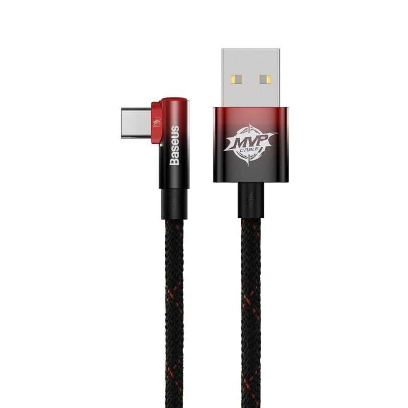 Baseus 100W Elbowed USB Cable for Xiaomi Samsung S20 S21 Fast Charging USB C Cable 90 Degree QC 3.0 Gaming Cable