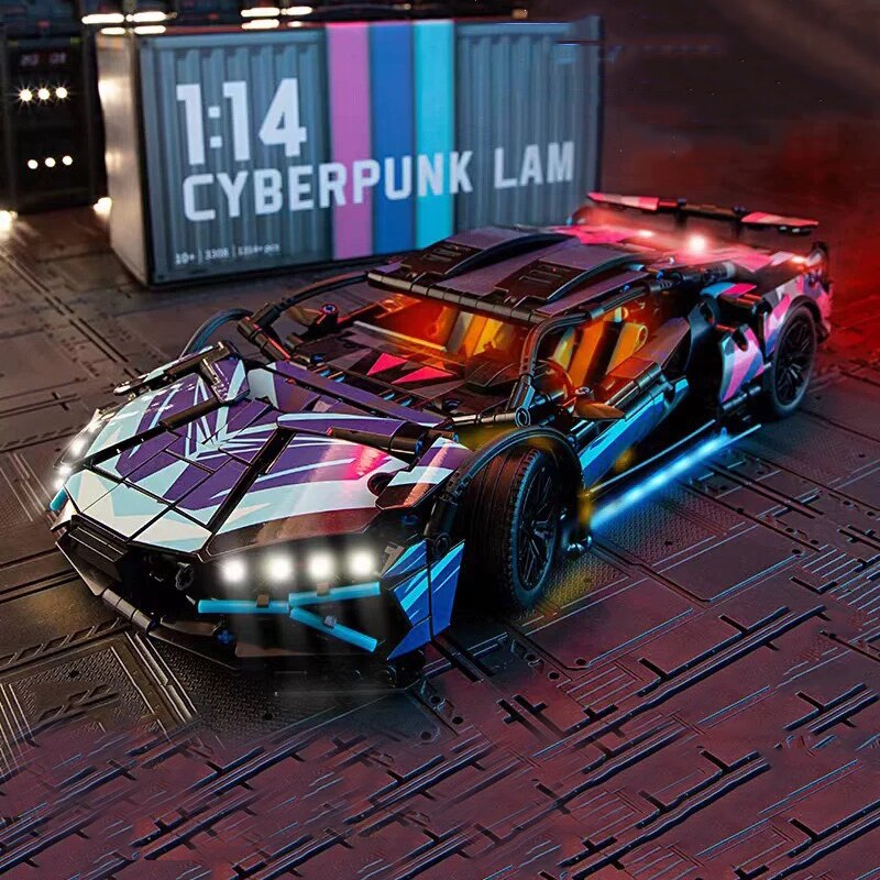 Classic Hot Sale Cyberpunk 1:14 1314 Pcs Building Block Assembly Sports Car Model Set Moc Racing Vehicle Brick Toys For Boy Gift