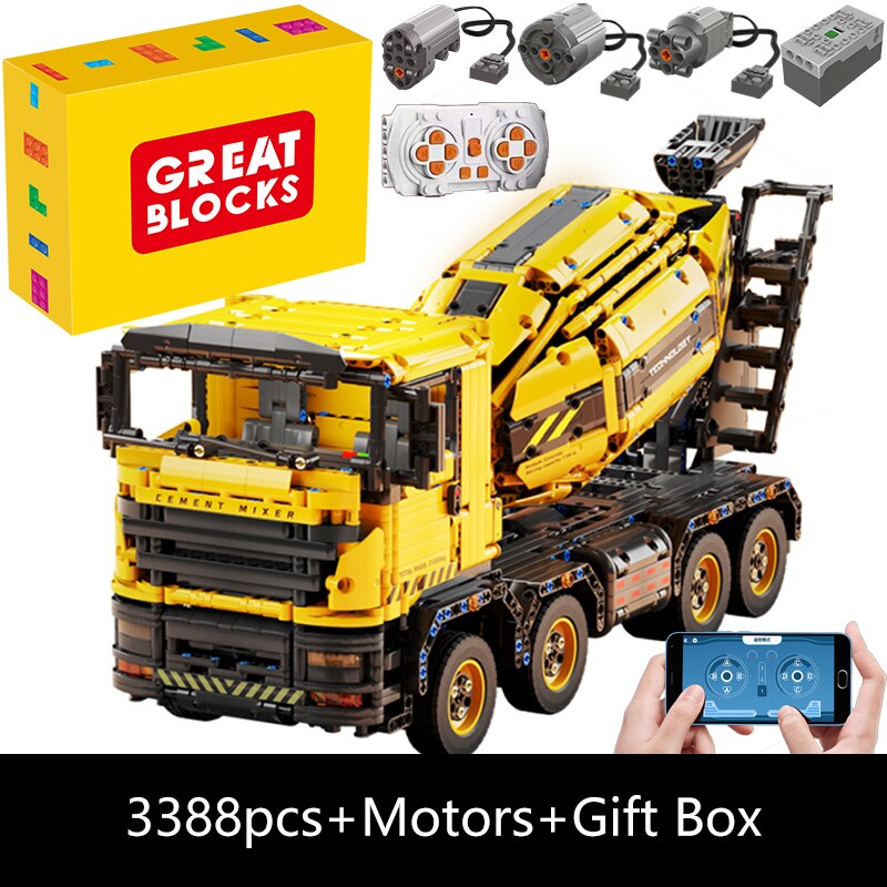 Technical Car Excavator APP Remote Control Moter Power T4001 Bricks Building Blocks Engineering Truck Toys Kids Moc Sets Gift