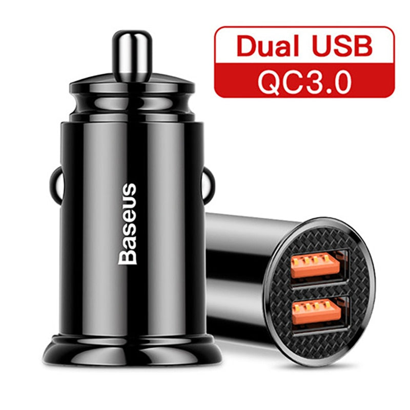 Baseus 30W Car Fast Charger Quick Charge 4.0 3.0 USB Type-C Fast Charging Car Phone Charger For Huawei Xiaomi iPhone 14