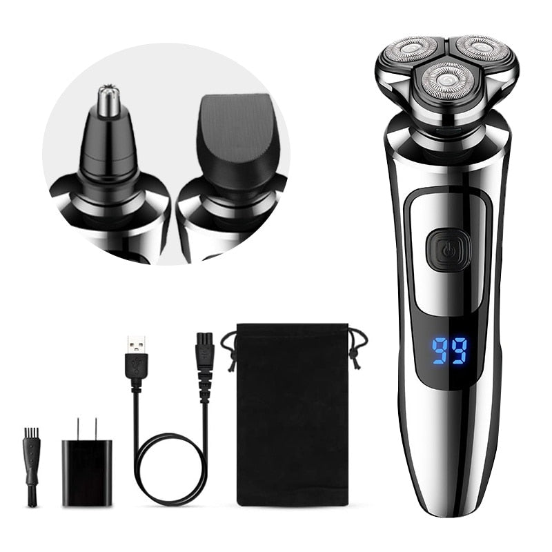 Electric Shaver Man Rechargeable Razor Shaving Knife Whisker Knife Household Portable Floating Three Tip Water Wash