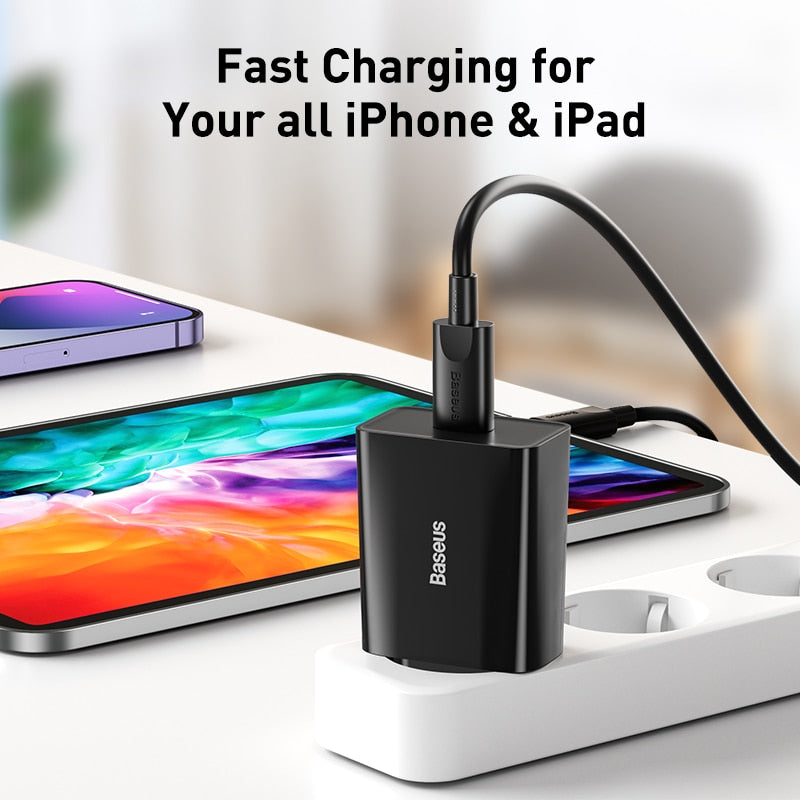 Baseus 20W Quick Charge QC 3.0 PD USB Type C Fast Charging Charger for iPhone 14 13 12 X Xs 8 Xiaomi Samsung Phone PD Charger