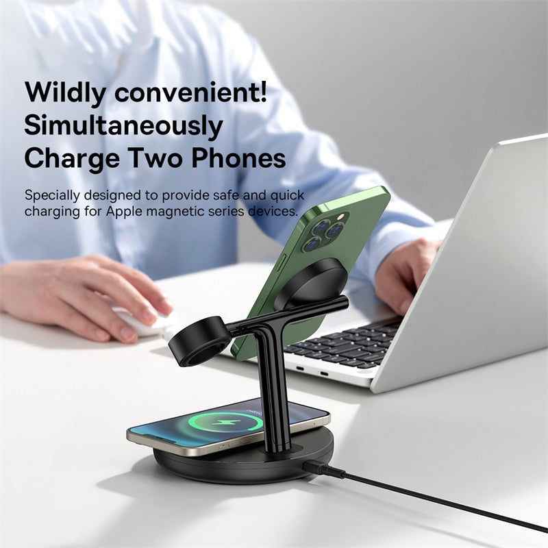 Baseus  3 in 1 20W Magnetic Wireless Charger Stand For Phone iPhone 14 13 Pro Airpods Apple Watch  Fast Charging Station Holder
