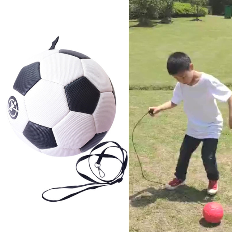 Football Elastic Rope Children Training Football with Detachable Rope (No. 3 Black White)