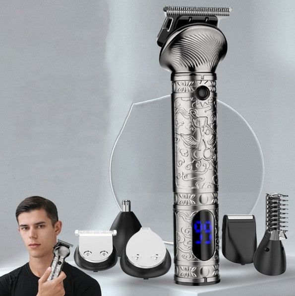 6 In 1 Men Multi-Functional Clipper Metal Body Hair Cutting(Silver Gra