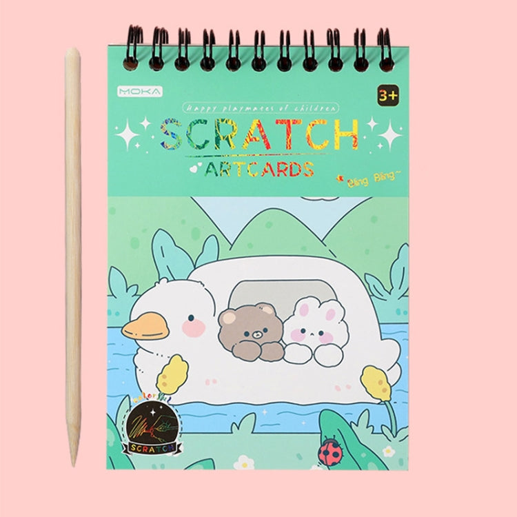 Hand Painted Scratch Paper Colorful Coil Scratchbook With Pen, Model: