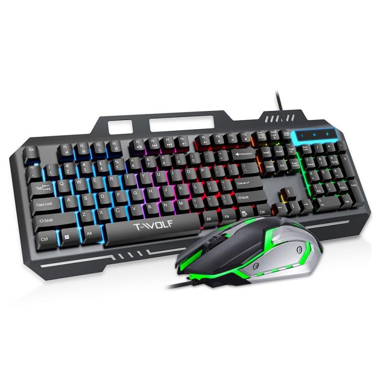 Tf600 Keyboard T-WOLF TF600 104-Key Wired Backlit Keyboard and Mouse Combo with Metal