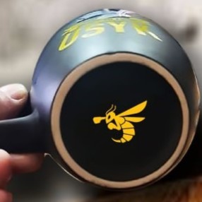 USYK and RTF Official Boxing Champion Coffee Mug, Ceramic Tea Cup, Black with Gold Design, Collectible Merchandise