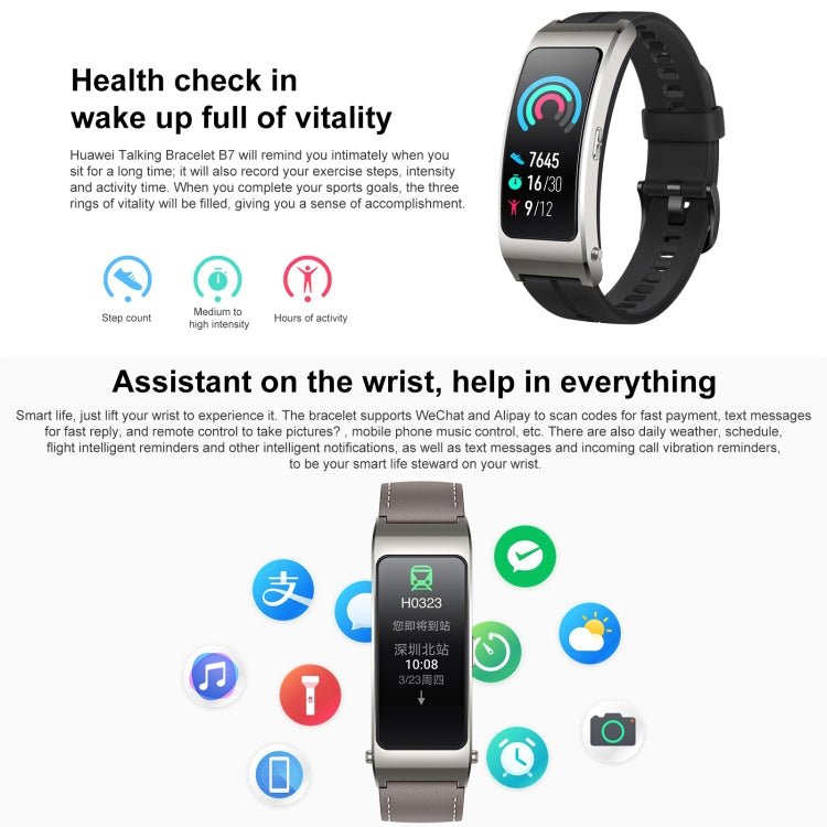 Original Huawei TalkBand B7 Smart Bracelet, 1.53 inch Screen, Support Original Huawei TalkBand B7 Smart Bracelet, 1.53 inch Screen, Support