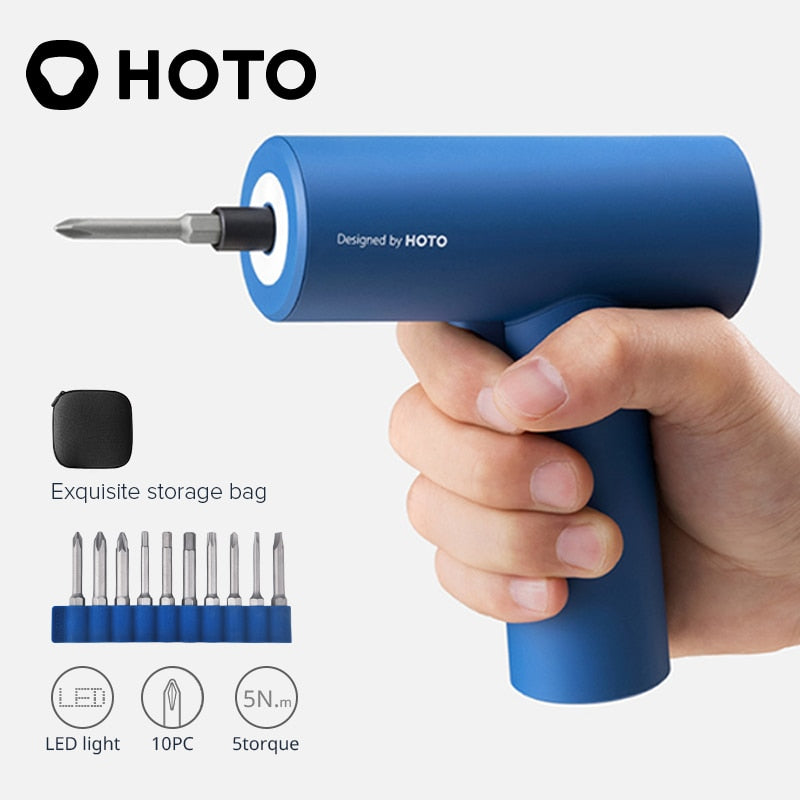 HOTO Cordless Screwdriver 3.6V Li-ion Battery Electric Screwdriver Power Drill Screwdriver for DIY Woodworking 10PC S2 Bits Set