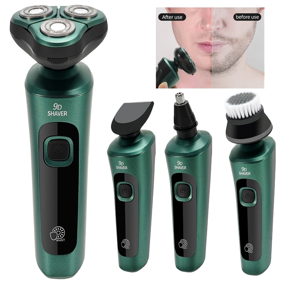 4 In 1 Smart Electric Shaver LCD Digital Display Three-head Floating Razor USB Rechargeable Washing Multi-function Beard Knife