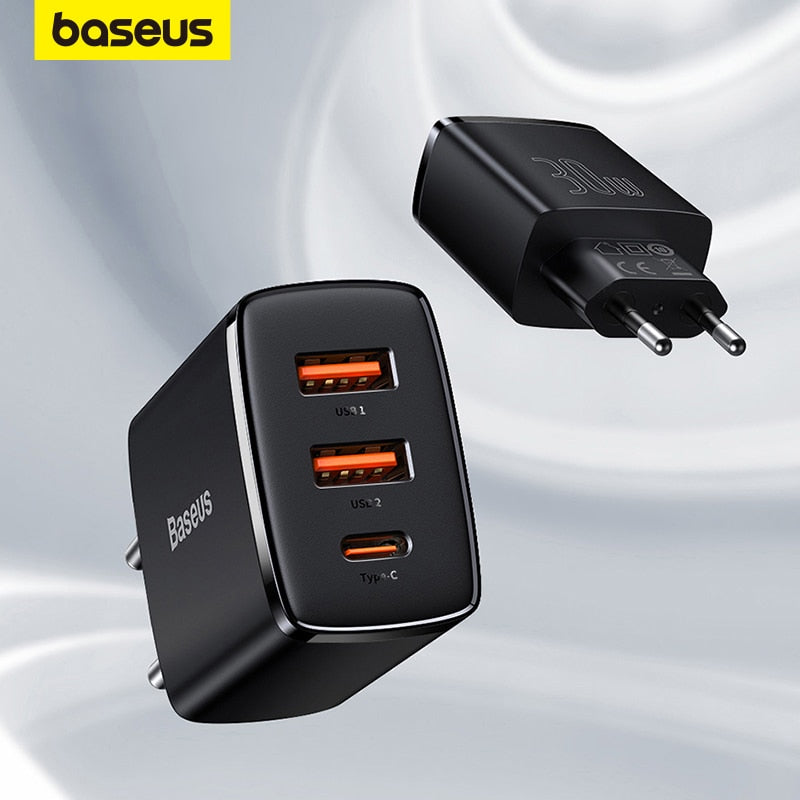 Baseus USB C Phone Charger 30W Type-C Fast Charger PD20W QC3.0 For iPhone 13 12 Pro Max Samsung Xiaomi Mini Compact For Travel